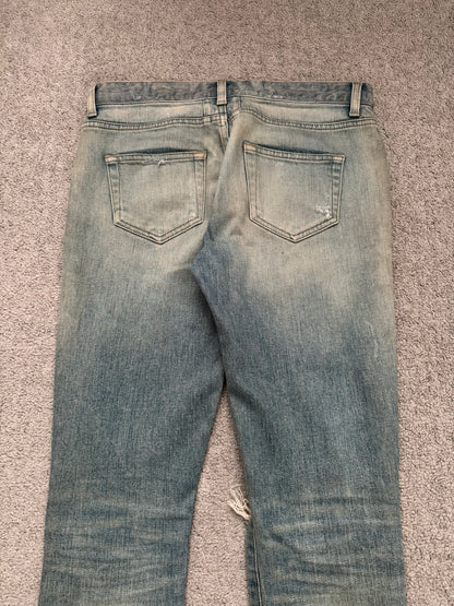 FW15 Saint Laurent by Hedi Slimane Crash Distressed D01 Denim Jeans