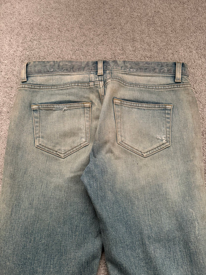 FW15 Saint Laurent by Hedi Slimane Crash Distressed D01 Denim Jeans