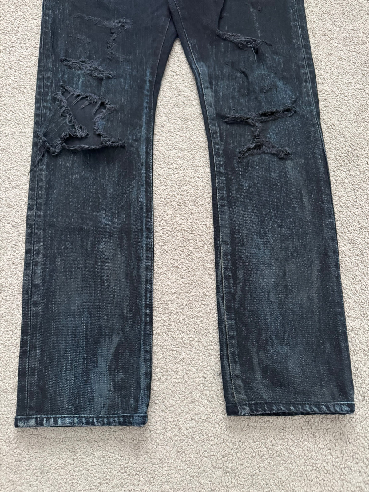 FW14 Saint Laurent by Hedi Slimane Oil Stain/Spill Crash Denim Jeans