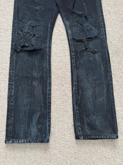 FW14 Saint Laurent by Hedi Slimane Oil Stain/Spill Crash Denim Jeans