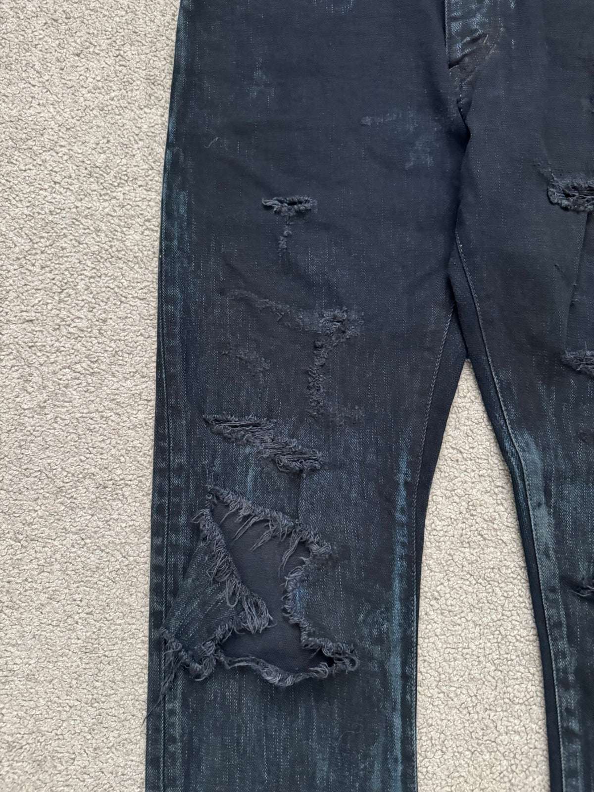 FW14 Saint Laurent by Hedi Slimane Oil Stain/Spill Crash Denim Jeans