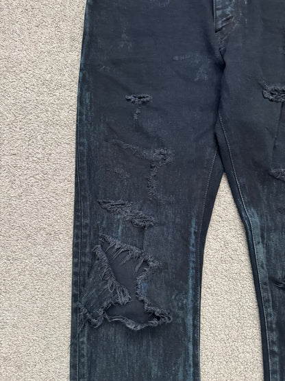 FW14 Saint Laurent by Hedi Slimane Oil Stain/Spill Crash Denim Jeans