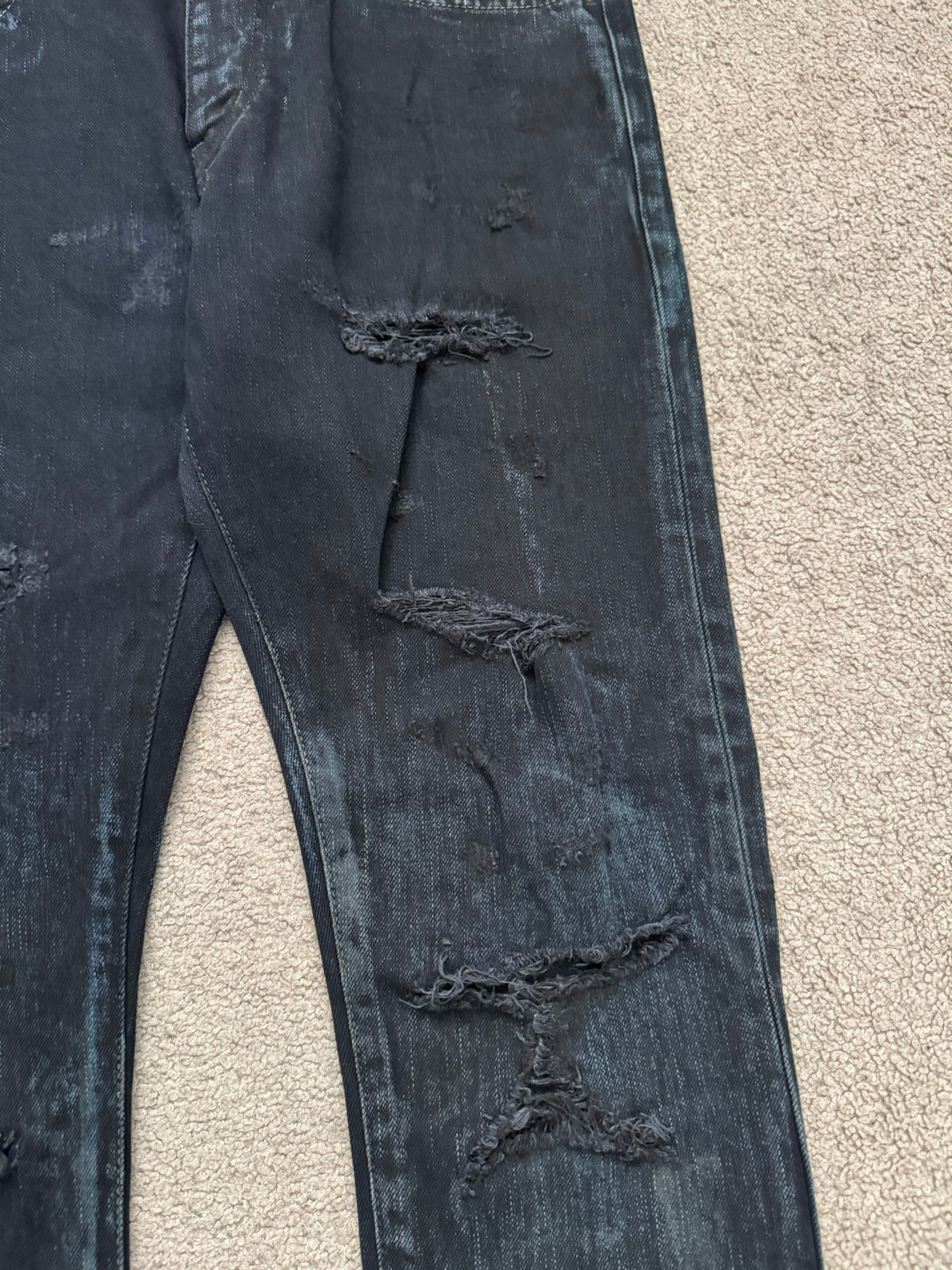 FW14 Saint Laurent by Hedi Slimane Oil Stain/Spill Crash Denim Jeans