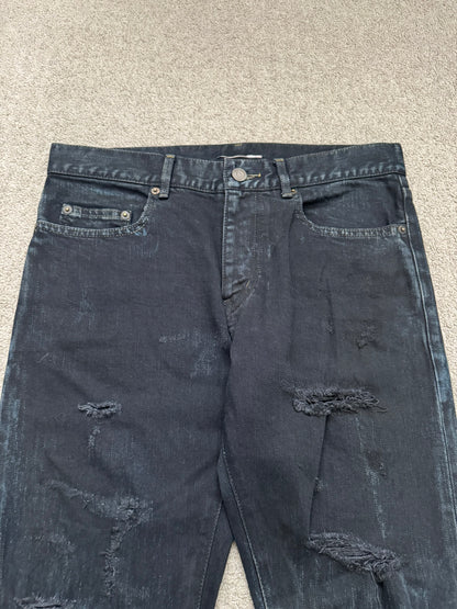 FW14 Saint Laurent by Hedi Slimane Oil Stain/Spill Crash Denim Jeans