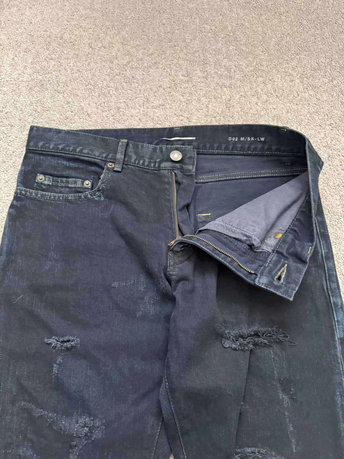 FW14 Saint Laurent by Hedi Slimane Oil Stain/Spill Crash Denim Jeans