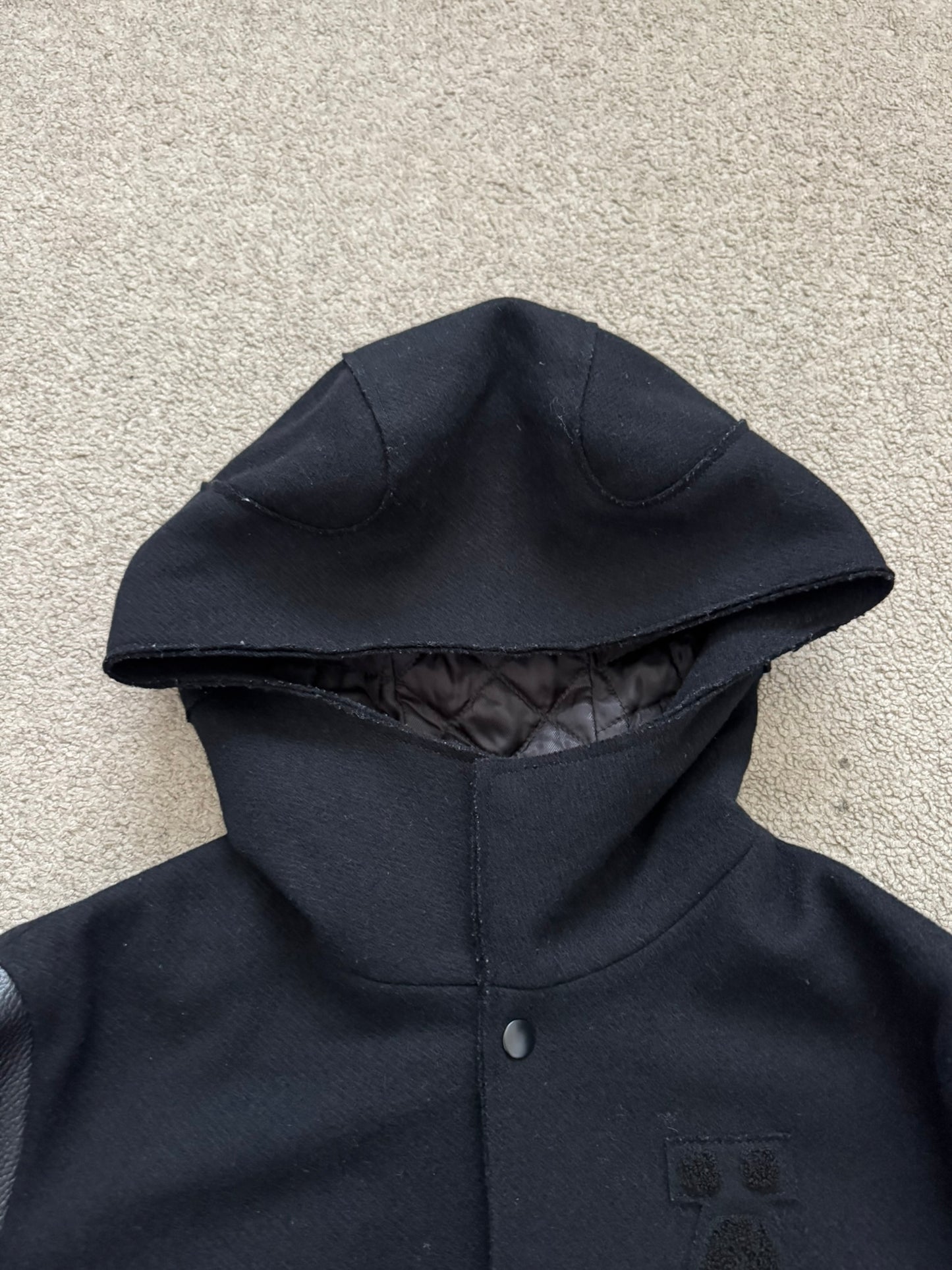 FW12 Undercover "Geräusch" Hooded Varsity Bomber Jacket