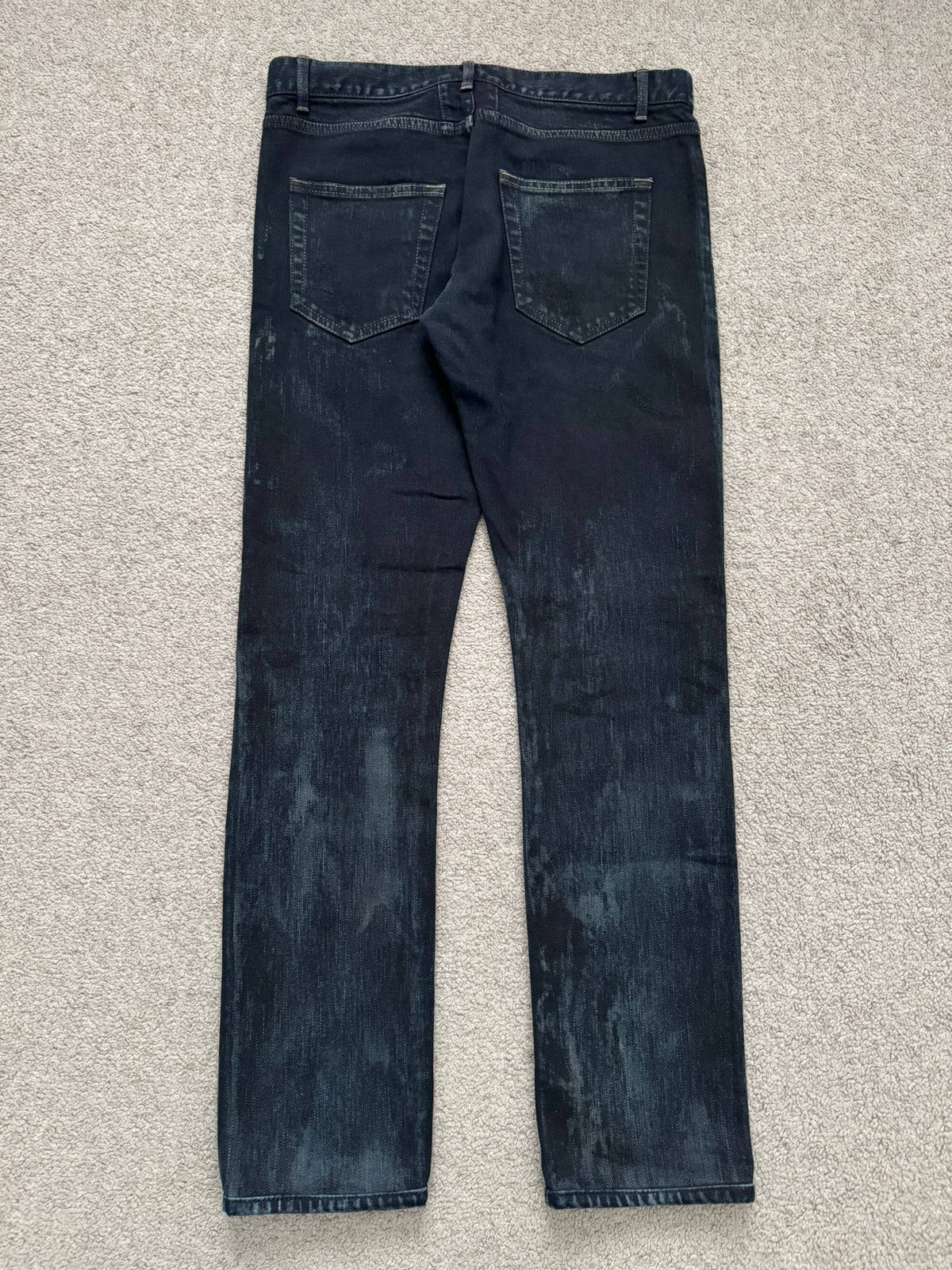 FW14 Saint Laurent by Hedi Slimane Oil Stain/Spill Crash Denim Jeans