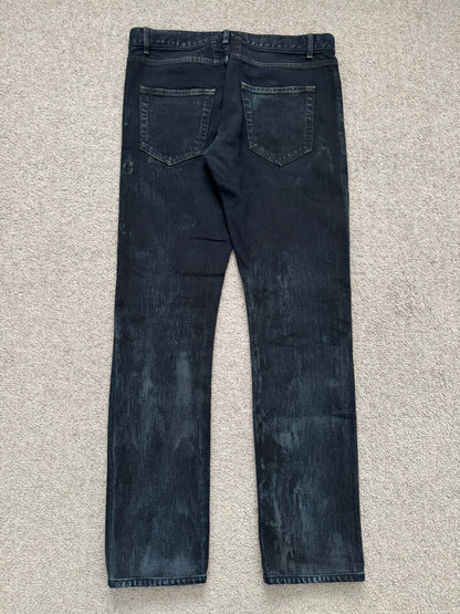 FW14 Saint Laurent by Hedi Slimane Oil Stain/Spill Crash Denim Jeans