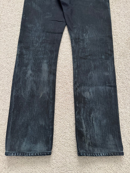 FW14 Saint Laurent by Hedi Slimane Oil Stain/Spill Crash Denim Jeans