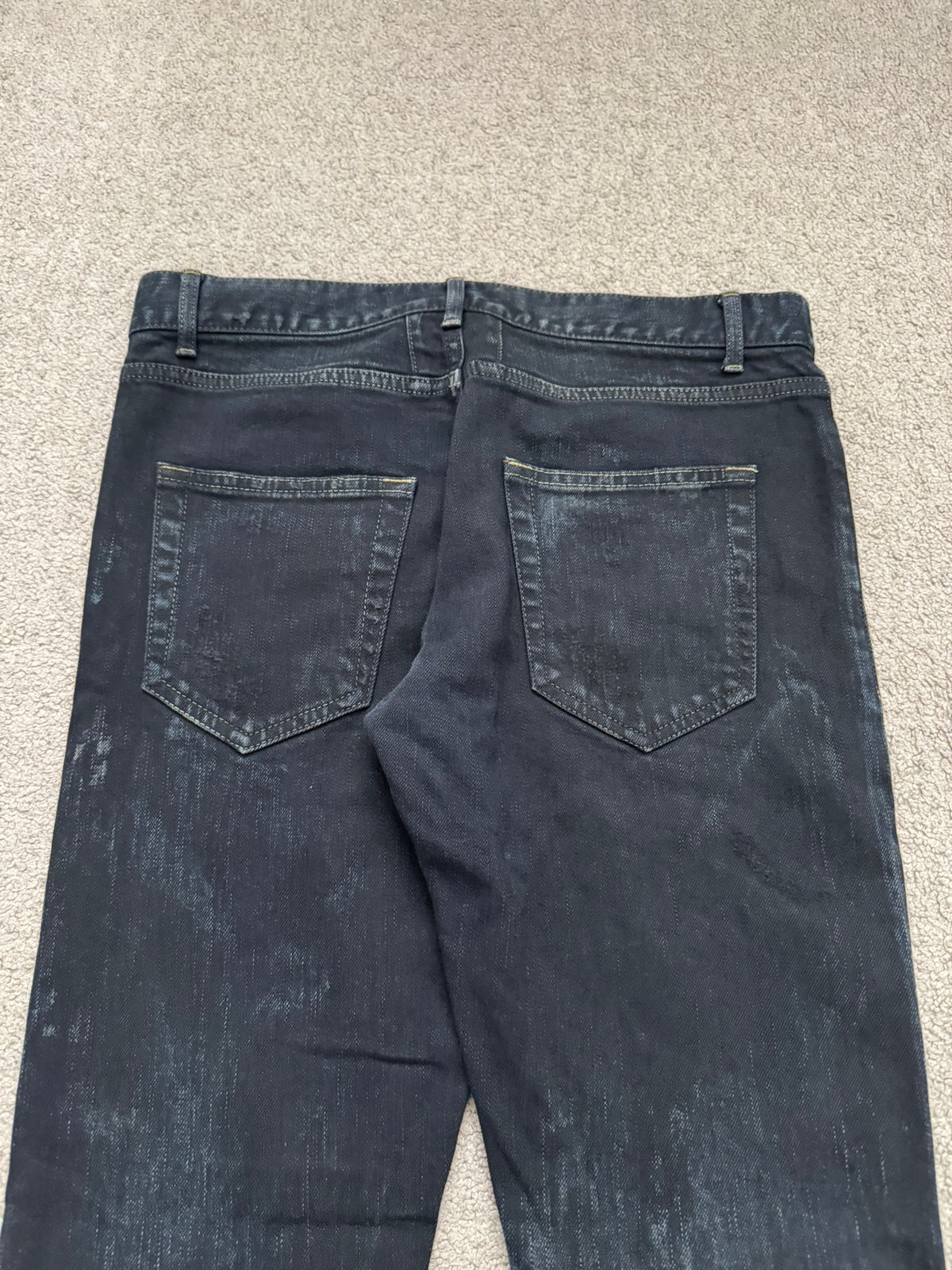 FW14 Saint Laurent by Hedi Slimane Oil Stain/Spill Crash Denim Jeans