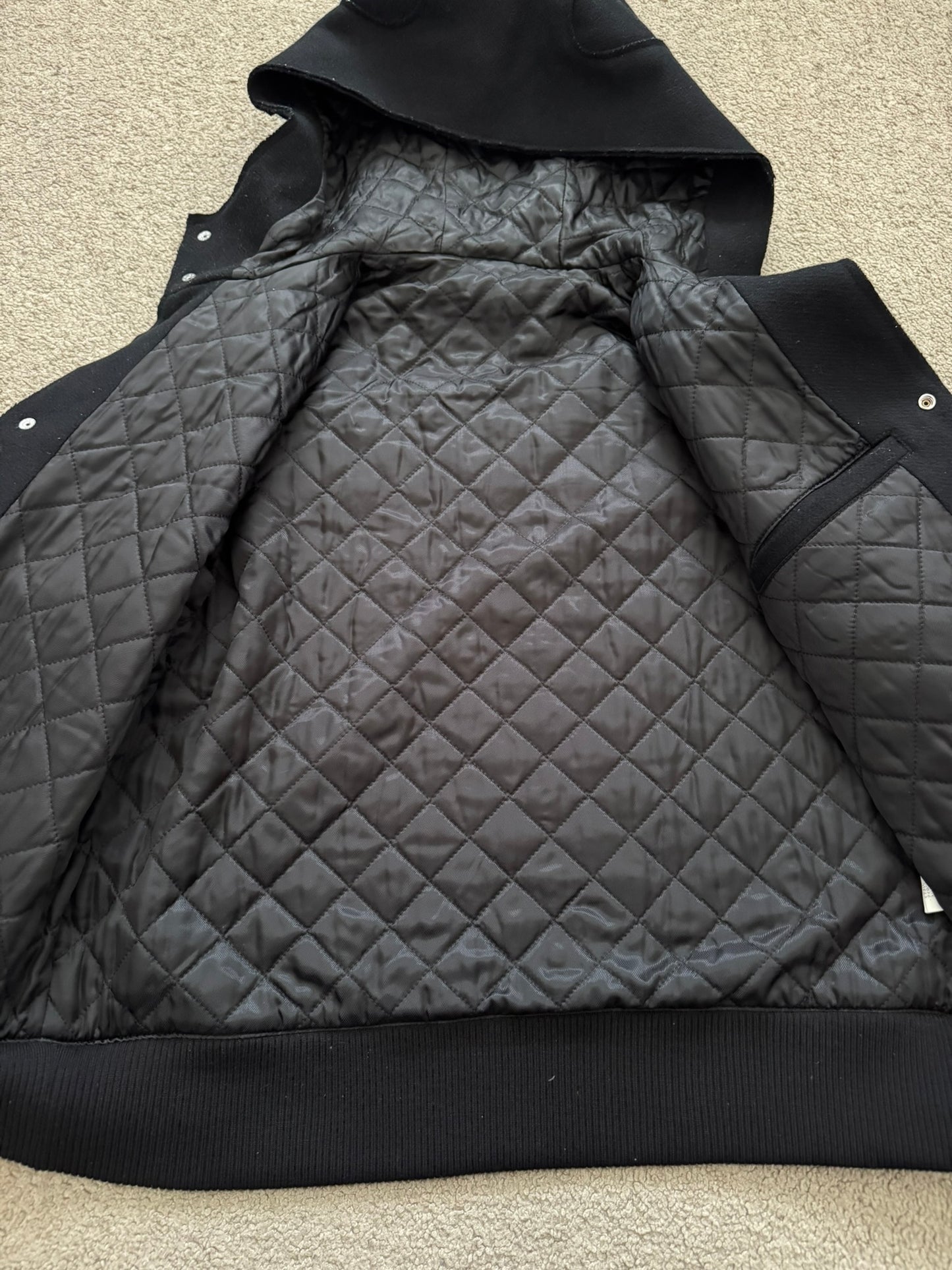 FW12 Undercover "Geräusch" Hooded Varsity Bomber Jacket