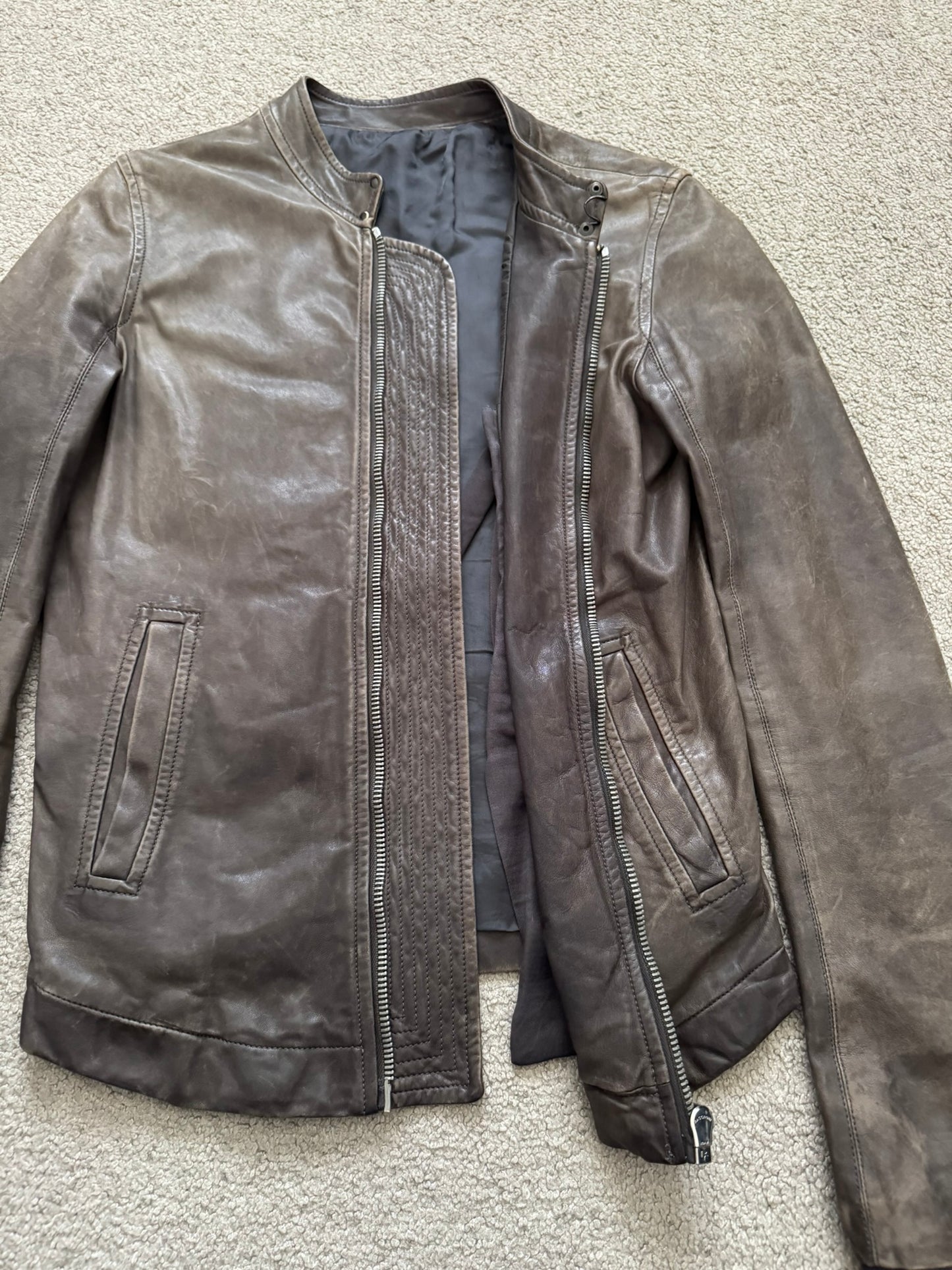 SS11 Rick Owens “Anthem” Intarsia Lambskin Leather Jacket