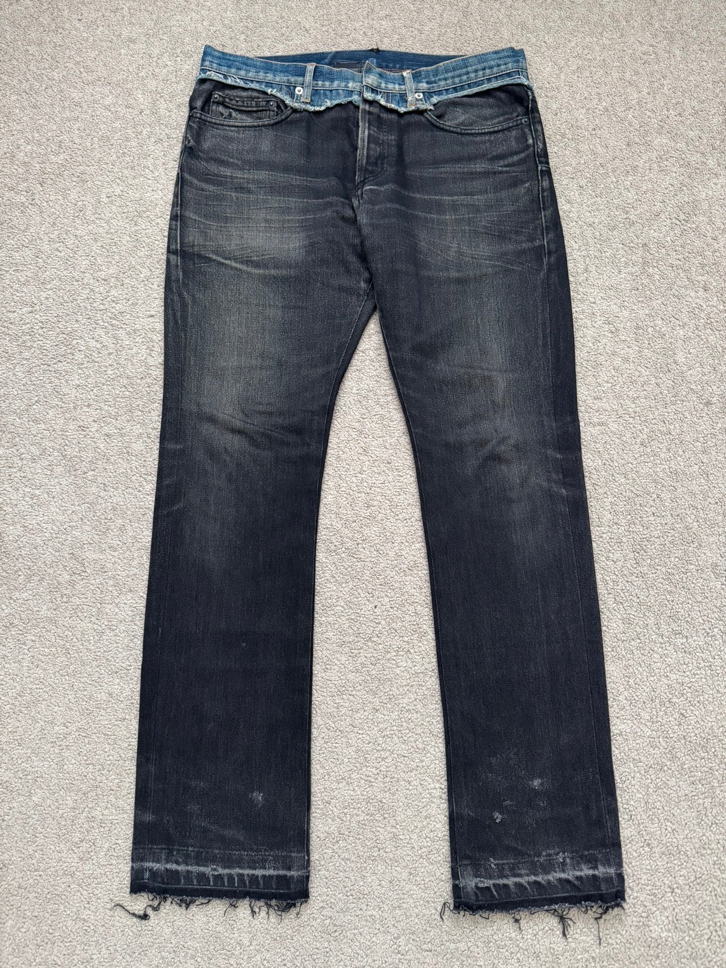 AW06 Dior Homme by Hedi Slimane Cummerbund Denim Jeans