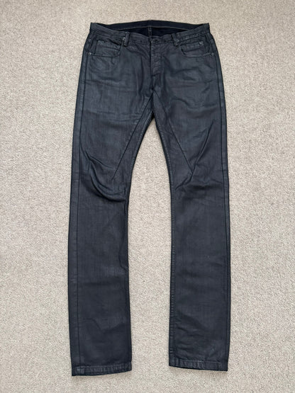 SS13 Rick Owens DRKSHDW Black Waxed Detroit Cut Denim Jeans