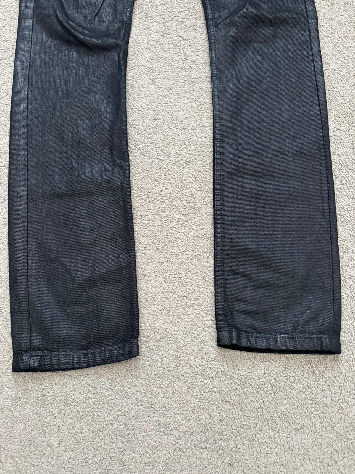 SS13 Rick Owens DRKSHDW Black Waxed Detroit Cut Denim Jeans