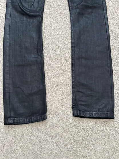 SS13 Rick Owens DRKSHDW Black Waxed Detroit Cut Denim Jeans