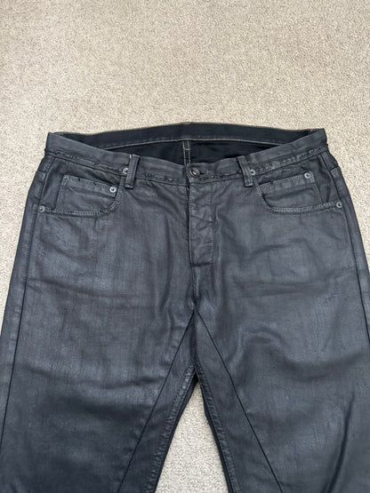 SS13 Rick Owens DRKSHDW Black Waxed Detroit Cut Denim Jeans