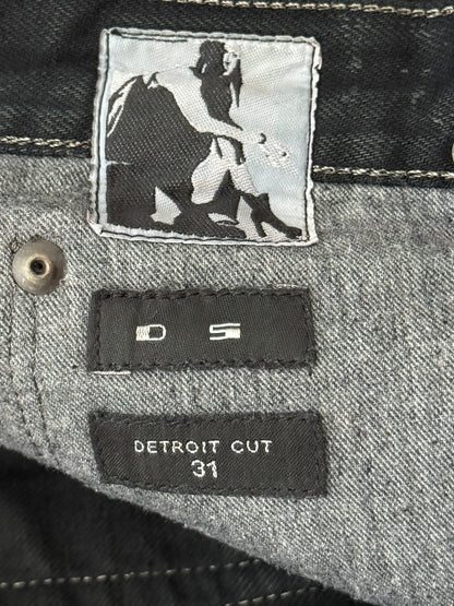 SS13 Rick Owens DRKSHDW Black Waxed Detroit Cut Denim Jeans