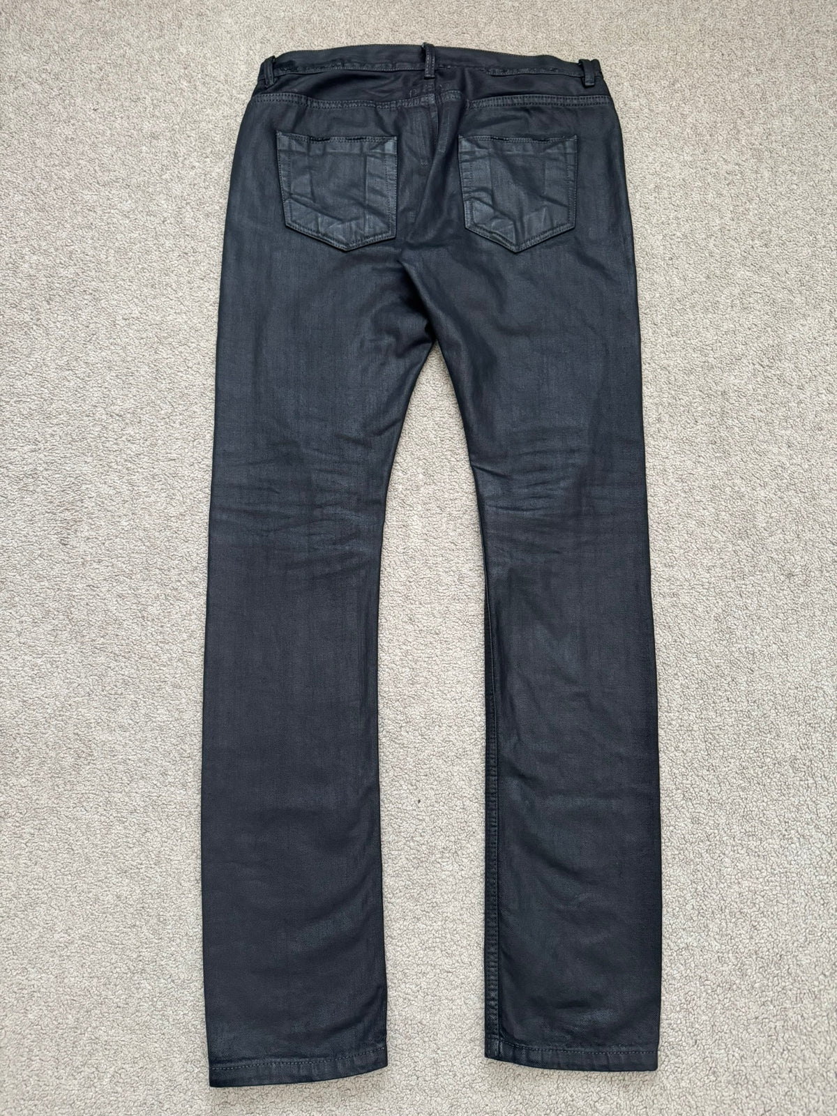SS13 Rick Owens DRKSHDW Black Waxed Detroit Cut Denim Jeans