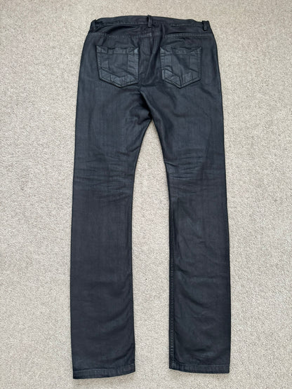 SS13 Rick Owens DRKSHDW Black Waxed Detroit Cut Denim Jeans