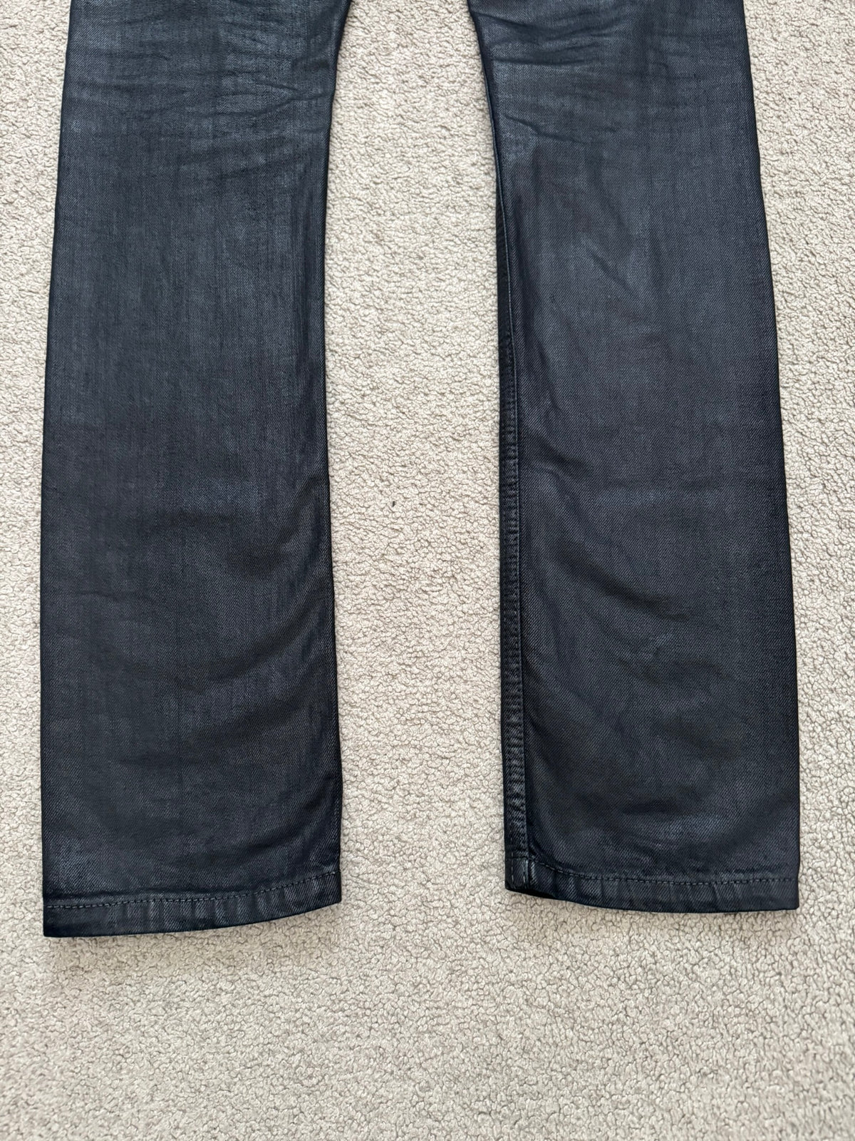 SS13 Rick Owens DRKSHDW Black Waxed Detroit Cut Denim Jeans