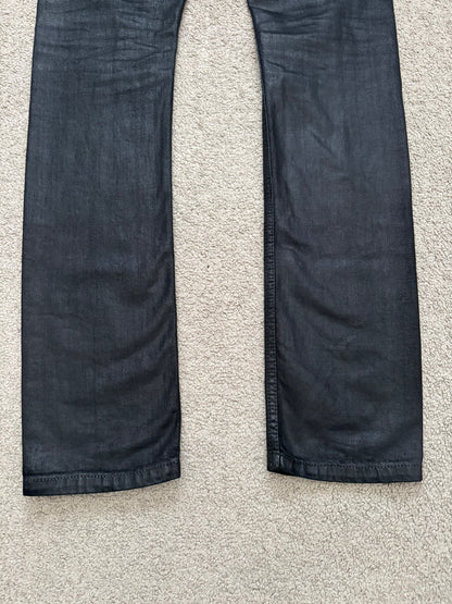 SS13 Rick Owens DRKSHDW Black Waxed Detroit Cut Denim Jeans