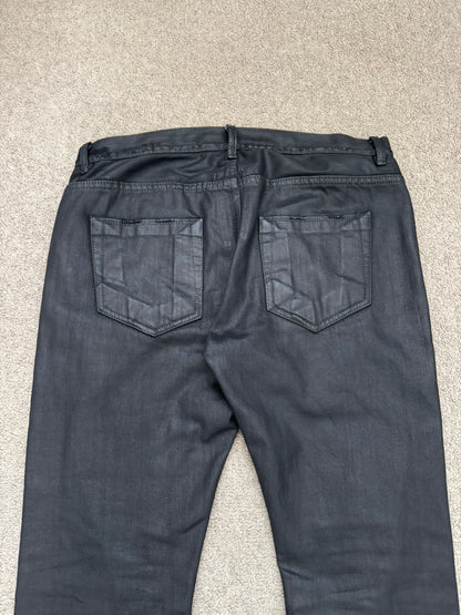 SS13 Rick Owens DRKSHDW Black Waxed Detroit Cut Denim Jeans