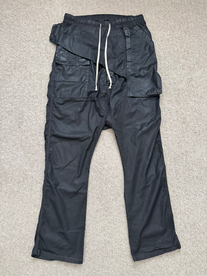 SS14 Rick Owens DRKSHDW Black Mineral Waxed Memphis Cargo Pants