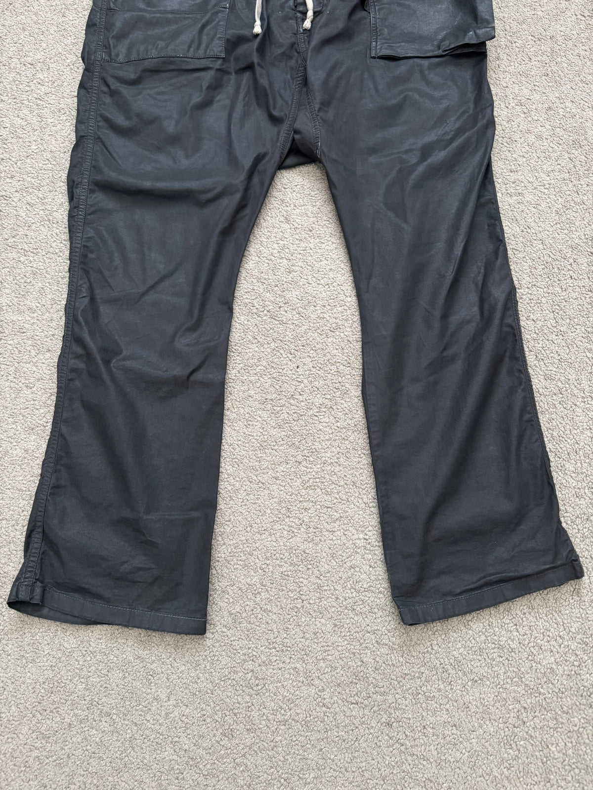 SS14 Rick Owens DRKSHDW Black Mineral Waxed Memphis Cargo Pants