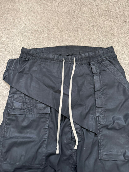 SS14 Rick Owens DRKSHDW Black Mineral Waxed Memphis Cargo Pants
