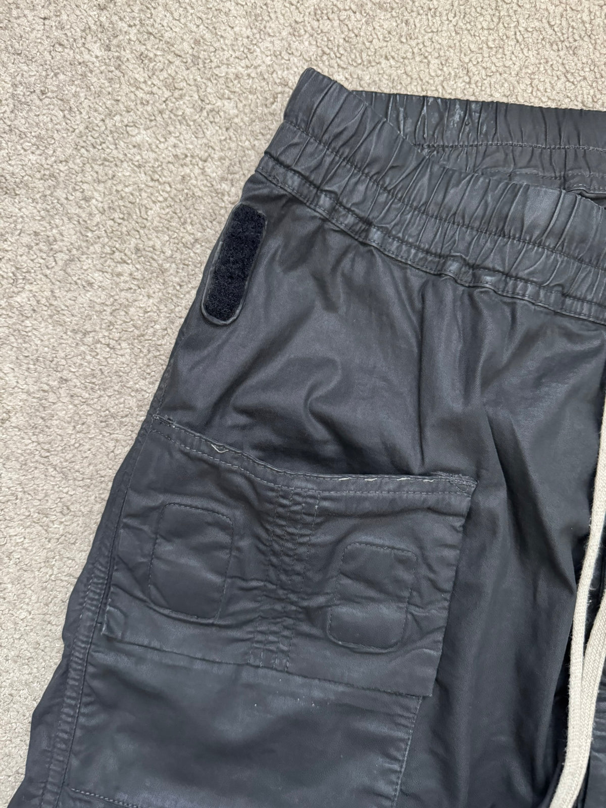 SS14 Rick Owens DRKSHDW Black Mineral Waxed Memphis Cargo Pants