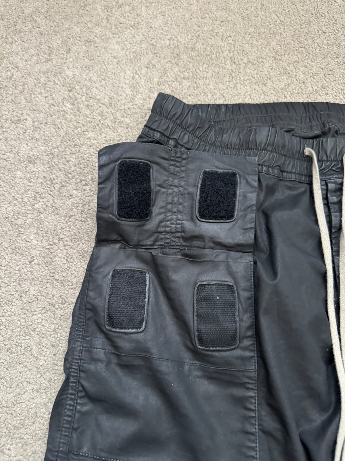 SS14 Rick Owens DRKSHDW Black Mineral Waxed Memphis Cargo Pants