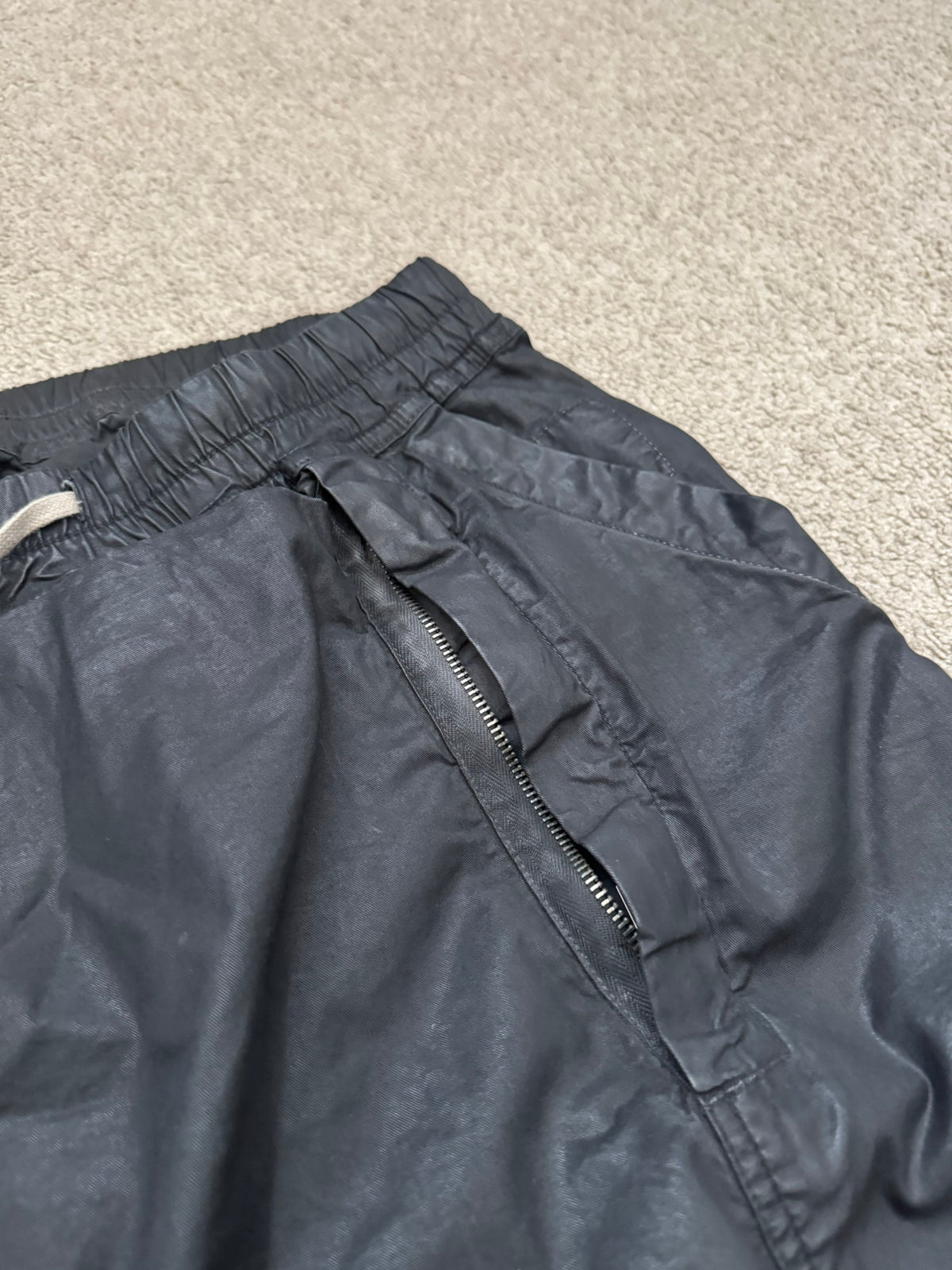 SS14 Rick Owens DRKSHDW Black Mineral Waxed Memphis Cargo Pants