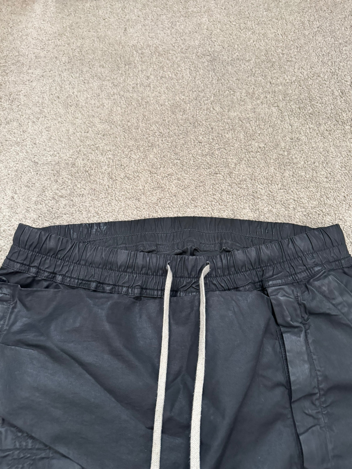 SS14 Rick Owens DRKSHDW Black Mineral Waxed Memphis Cargo Pants
