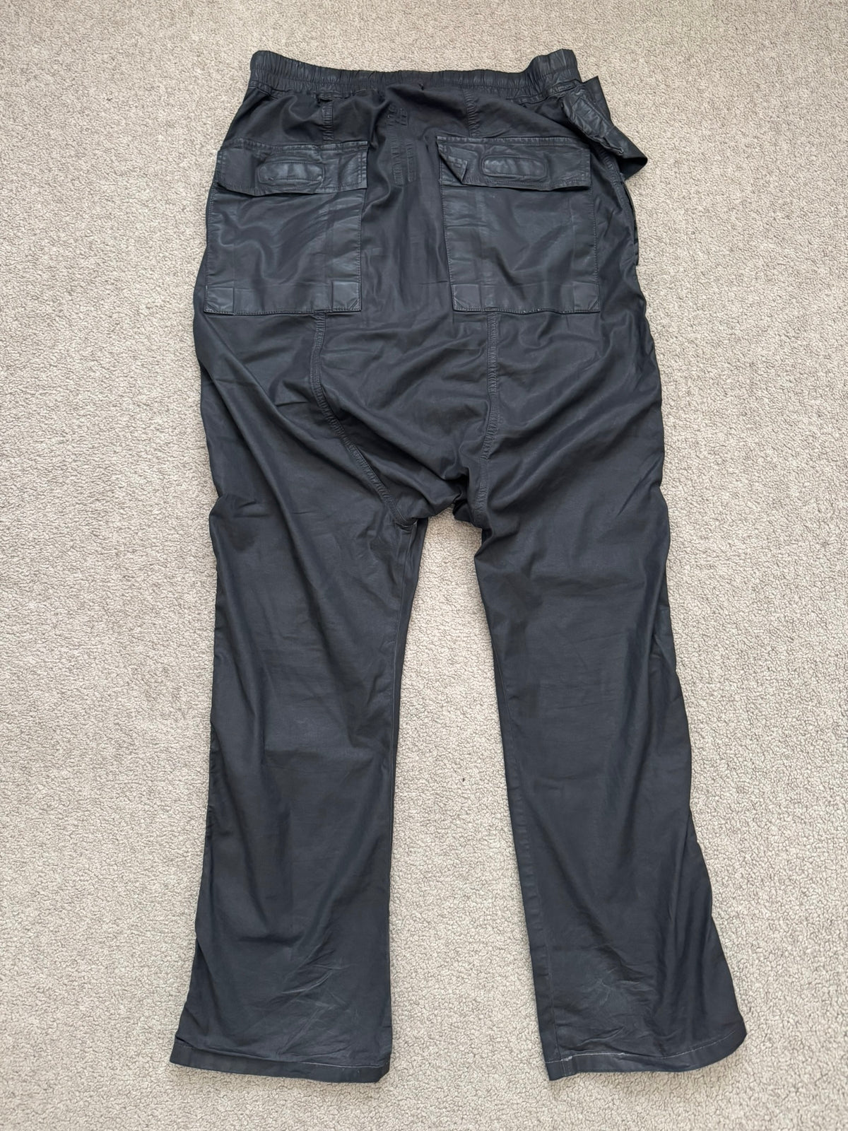 SS14 Rick Owens DRKSHDW Black Mineral Waxed Memphis Cargo Pants