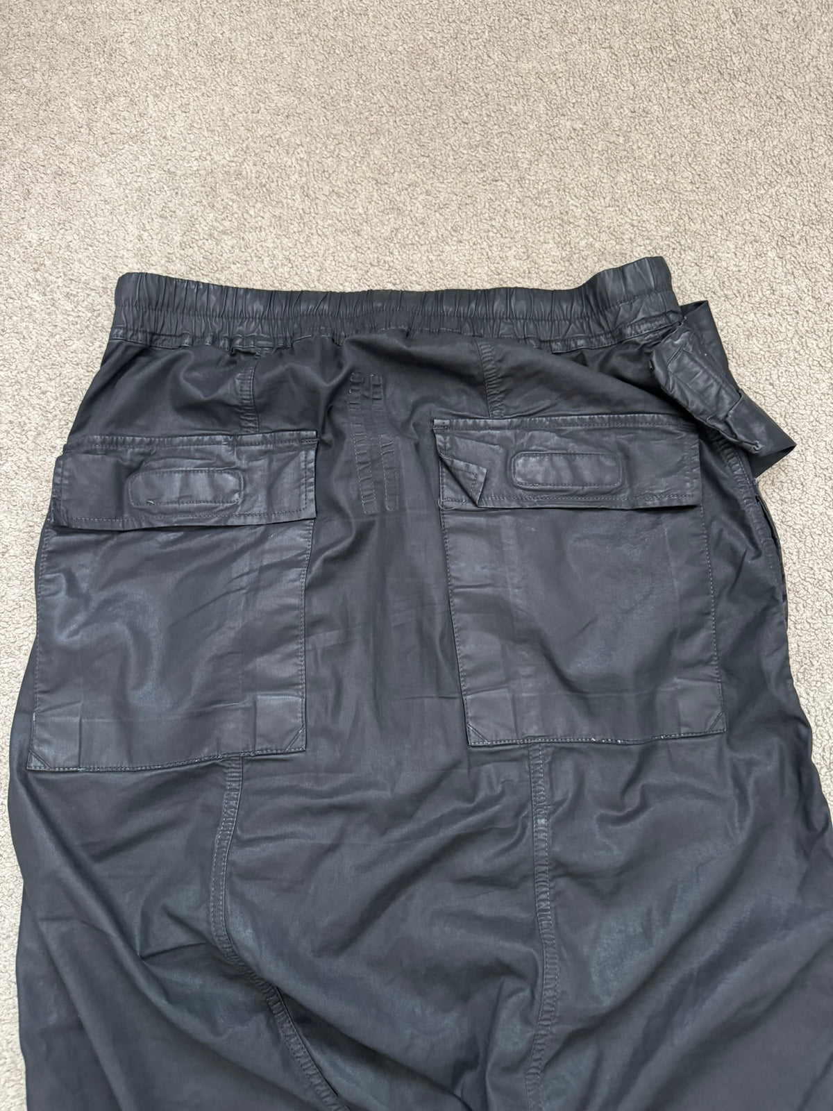 SS14 Rick Owens DRKSHDW Black Mineral Waxed Memphis Cargo Pants