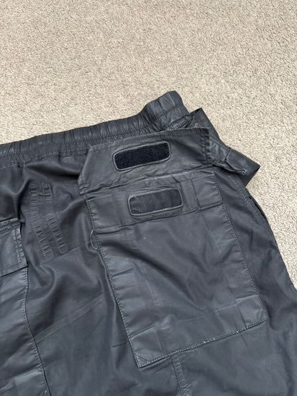 SS14 Rick Owens DRKSHDW Black Mineral Waxed Memphis Cargo Pants