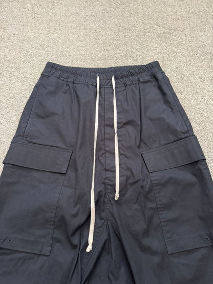 FW17 Rick Owens DRKSHDW "Glitter" Black Cargo Pods Shorts