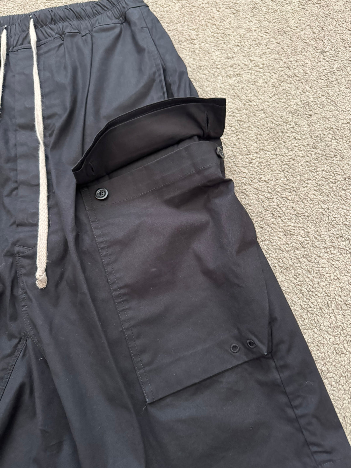 FW17 Rick Owens DRKSHDW "Glitter" Black Cargo Pods Shorts