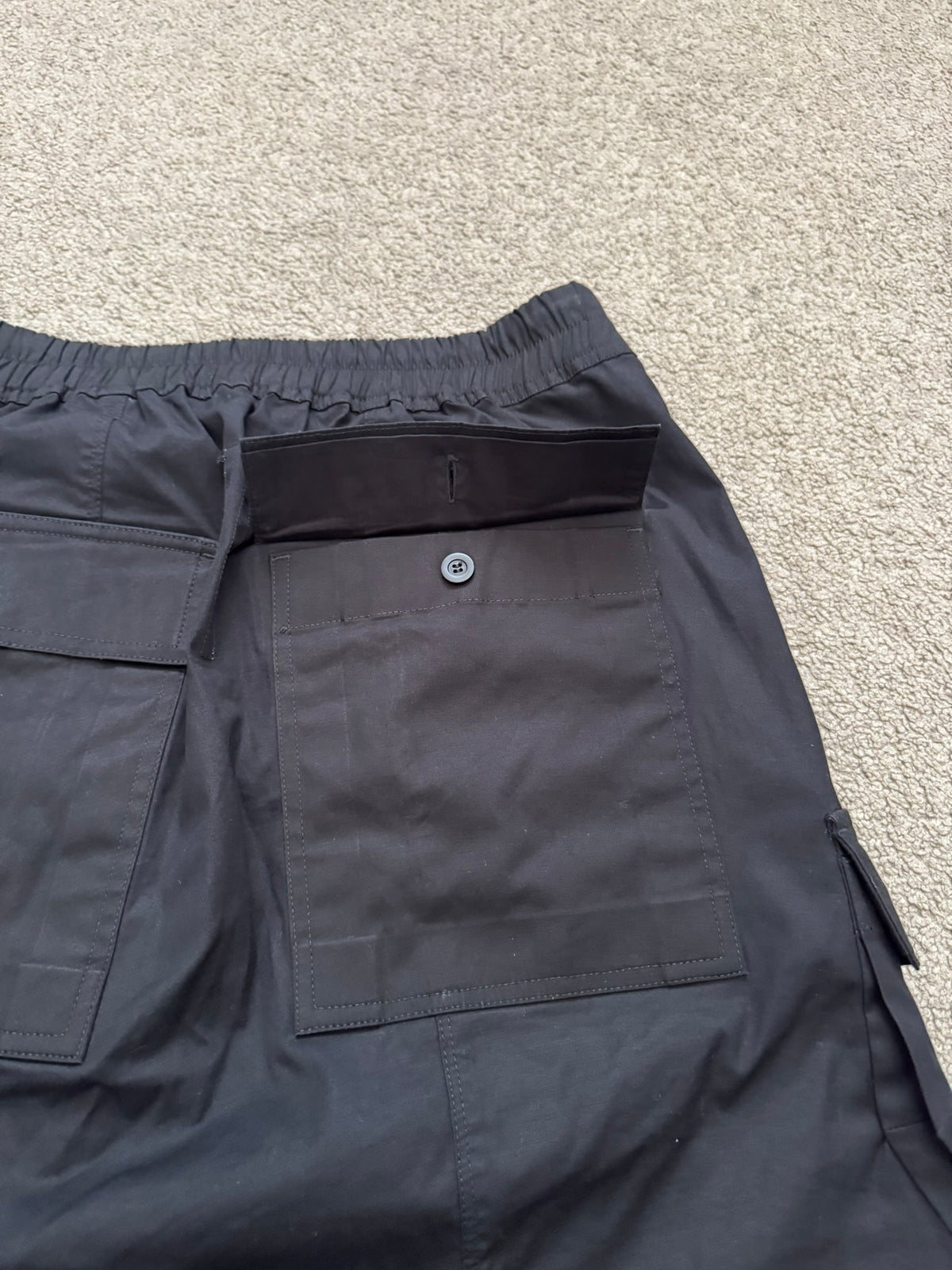 FW17 Rick Owens DRKSHDW "Glitter" Black Cargo Pods Shorts
