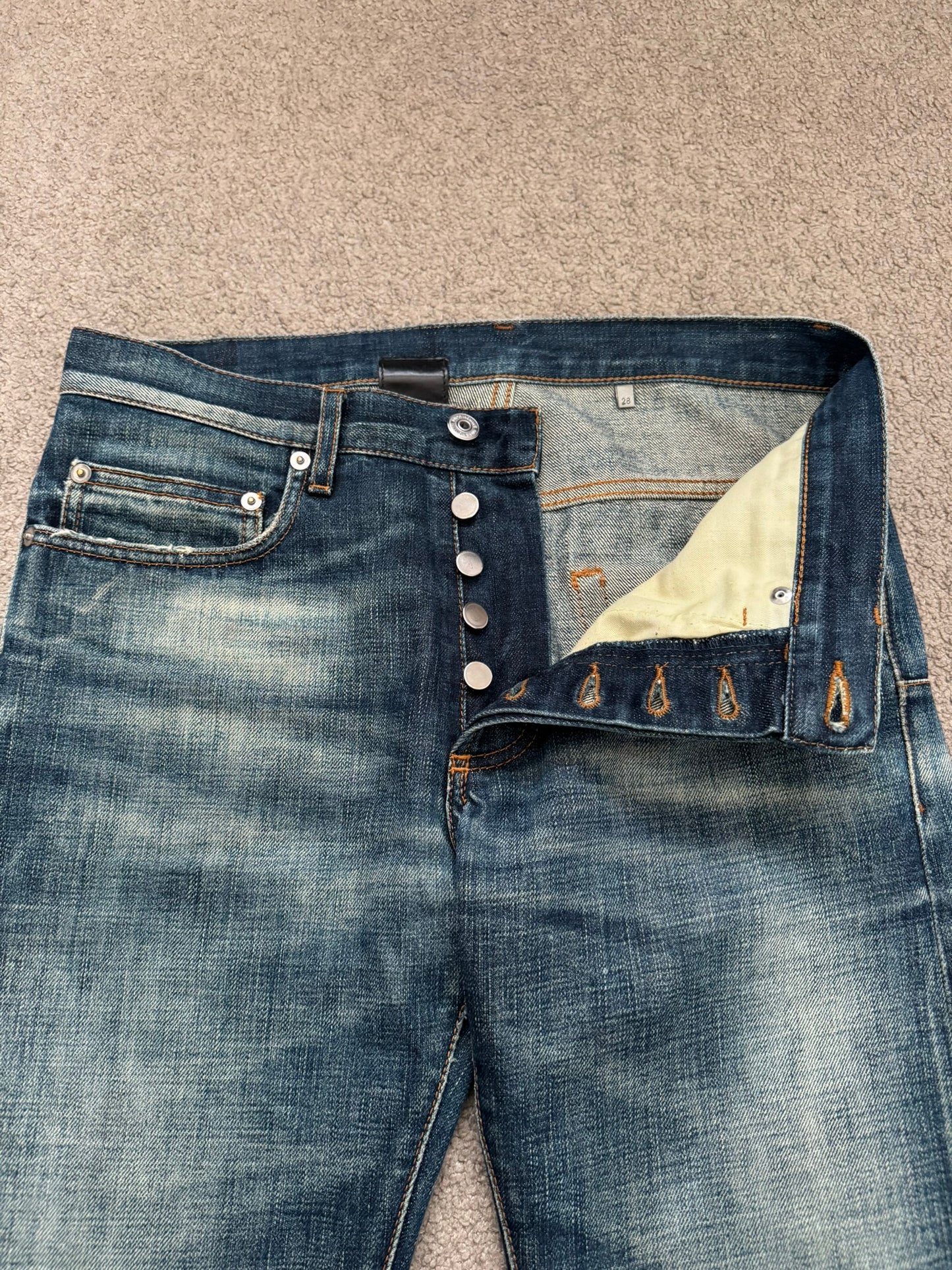AW08 Dior Homme by Kris Van Assche "Day Off" Faded Blue Denim Jeans