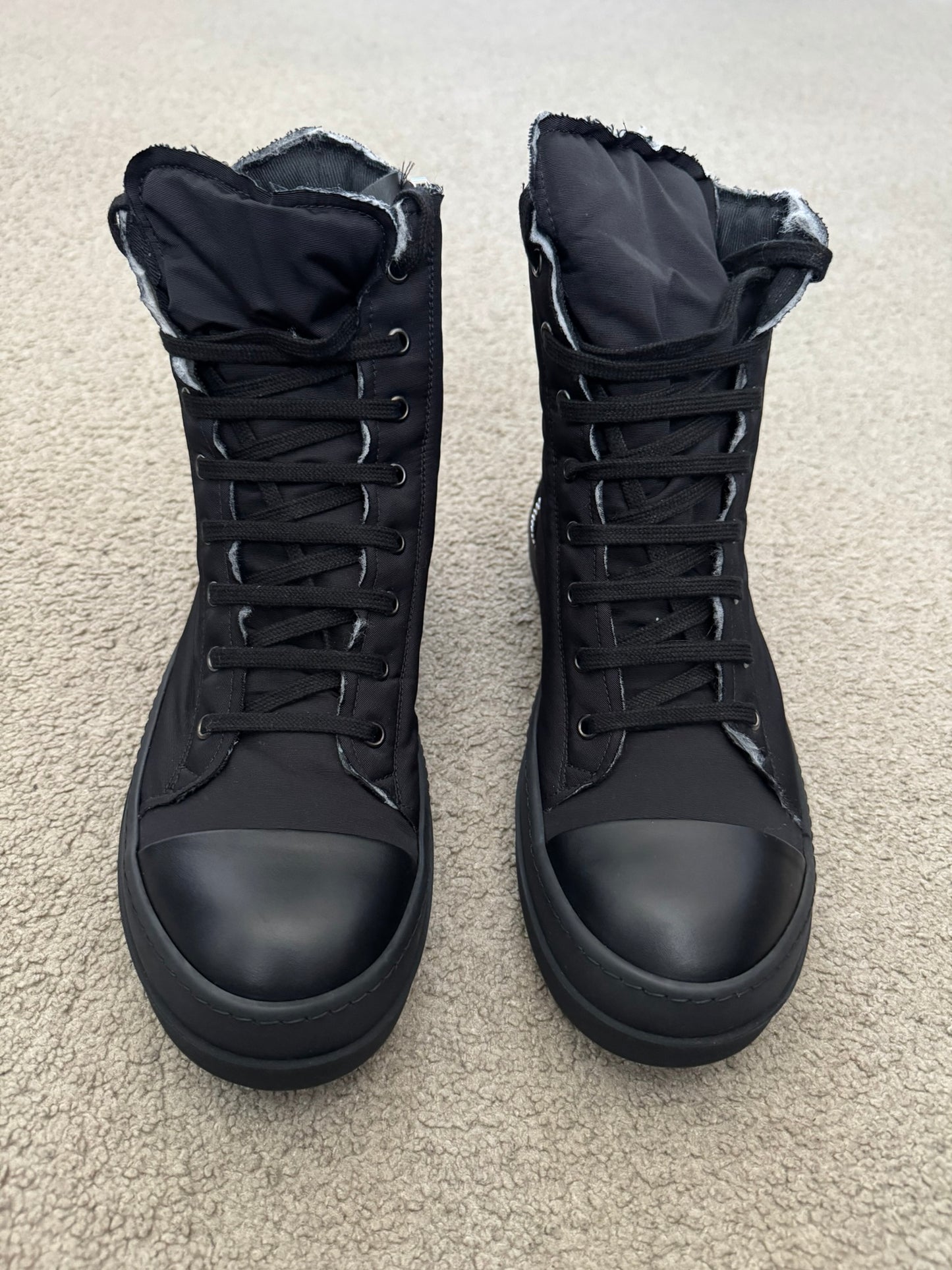 FW21 Rick Owens DRKSHDW Triple Black Nylon Ramones Sneakers