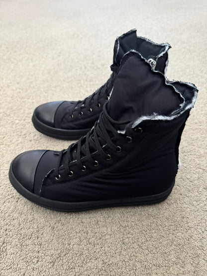 FW21 Rick Owens DRKSHDW Triple Black Nylon Ramones Sneakers