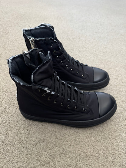 FW21 Rick Owens DRKSHDW Triple Black Nylon Ramones Sneakers