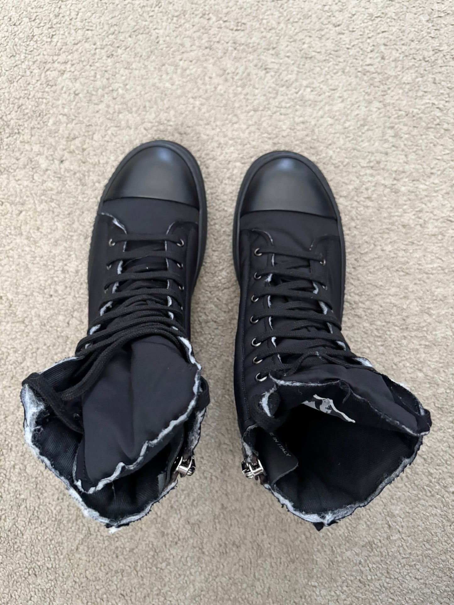 FW21 Rick Owens DRKSHDW Triple Black Nylon Ramones Sneakers