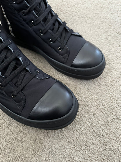FW21 Rick Owens DRKSHDW Triple Black Nylon Ramones Sneakers