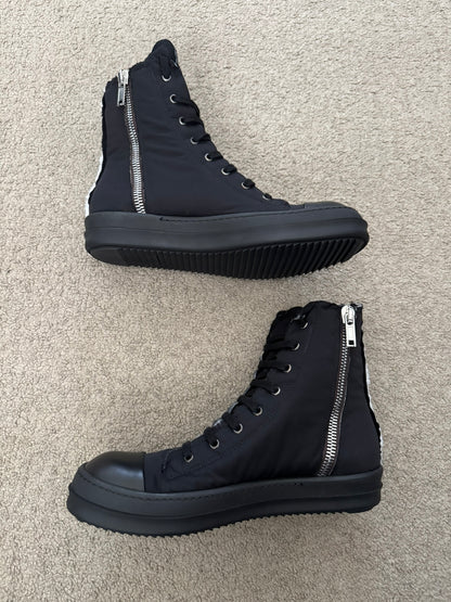 FW21 Rick Owens DRKSHDW Triple Black Nylon Ramones Sneakers