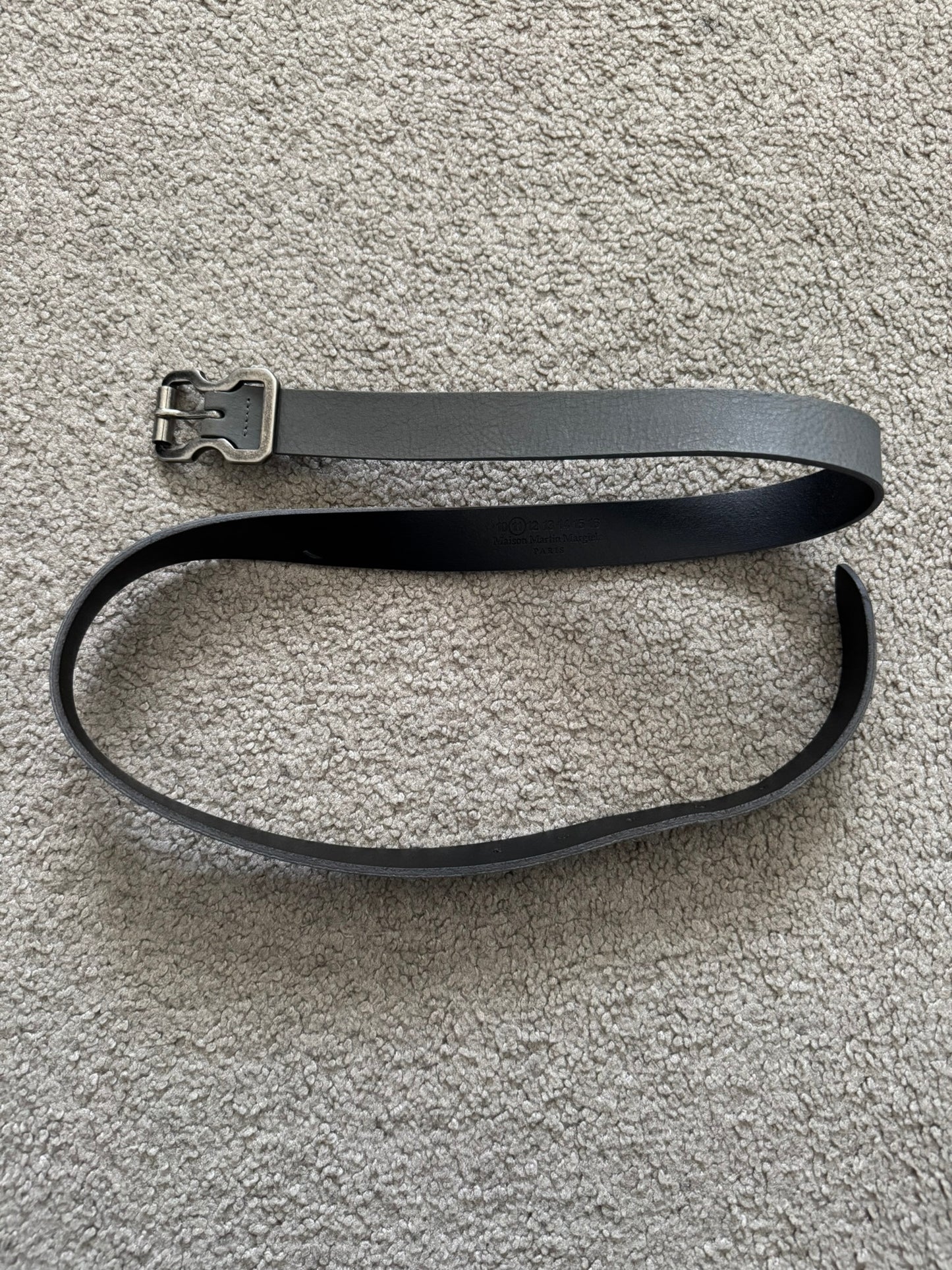 Maison Margiela Grey Leather Conway Buckle Belt