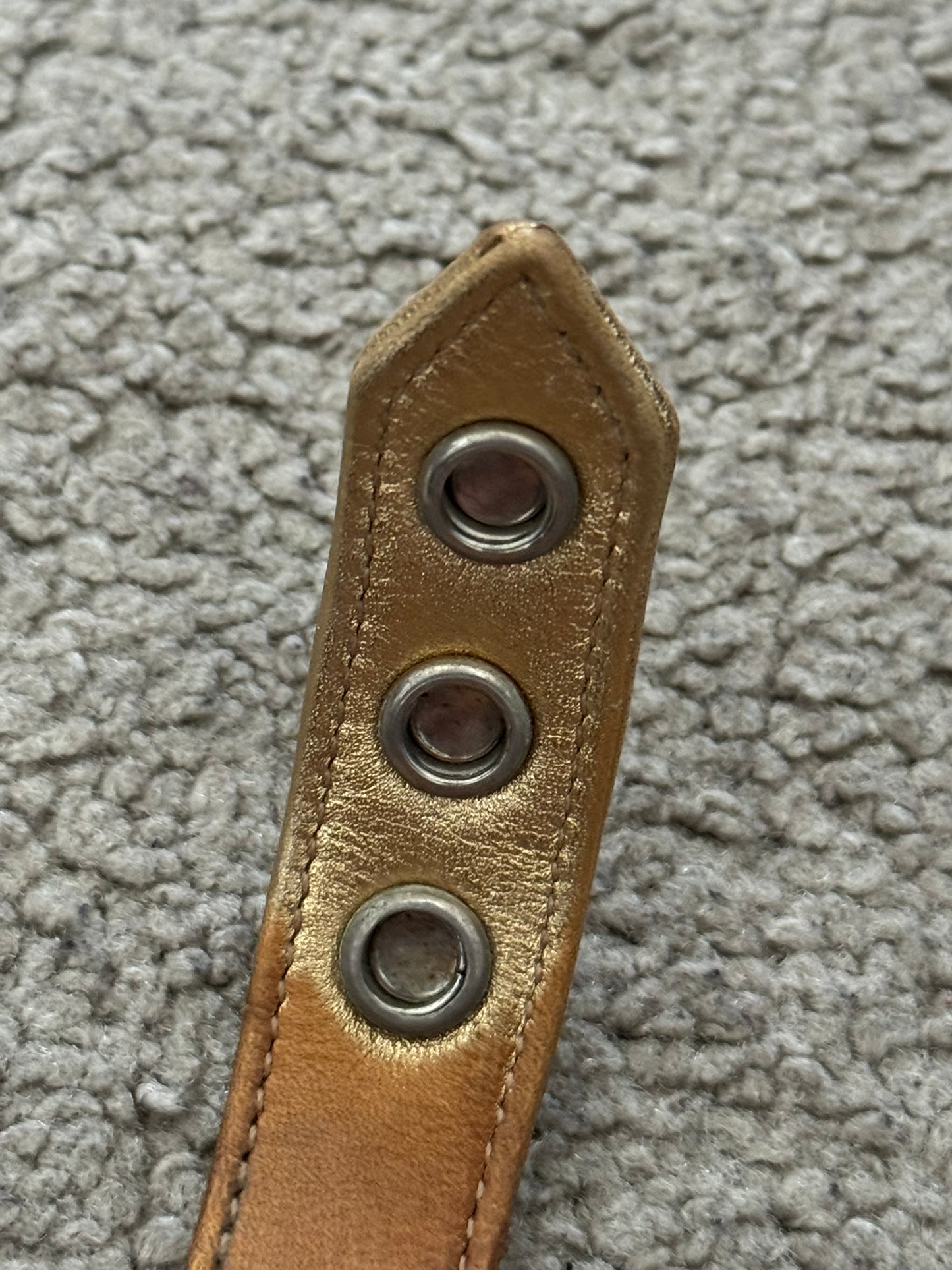 Chrome Heart 3 Rhodium Silver Cross Snap Gold Leather Bracelet