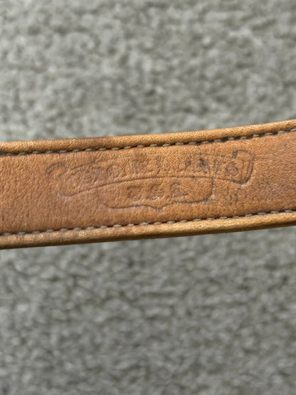 Chrome Heart 3 Rhodium Silver Cross Snap Gold Leather Bracelet